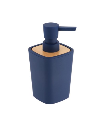 62110118 - distributeur a savon rubber + abs et bambou 380 ml - bleu marine