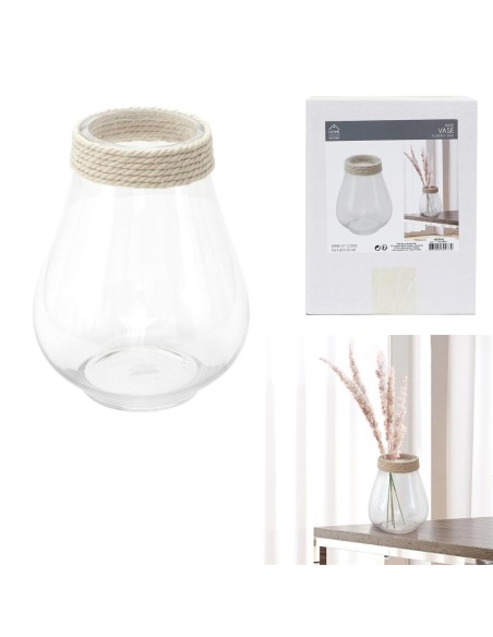 vase verre avec cordage 25cm m6