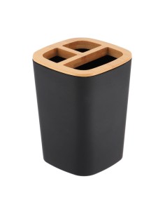 63110103 - porte brosse a dents rubber + abs et bambou - noir
