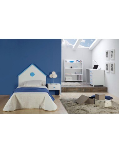 i-5844-44-téte de lit 0.90 alex blanc/bleu clair