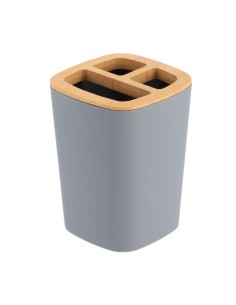 63110180 - porte brosse a dents rubber + abs et bambou - gris