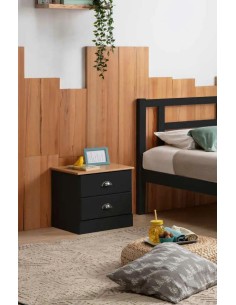 14419-chevet dublin 2t noir/chéne