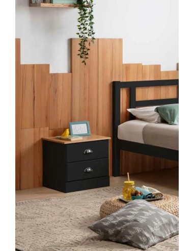 14419-chevet dublin 2t noir/chéne