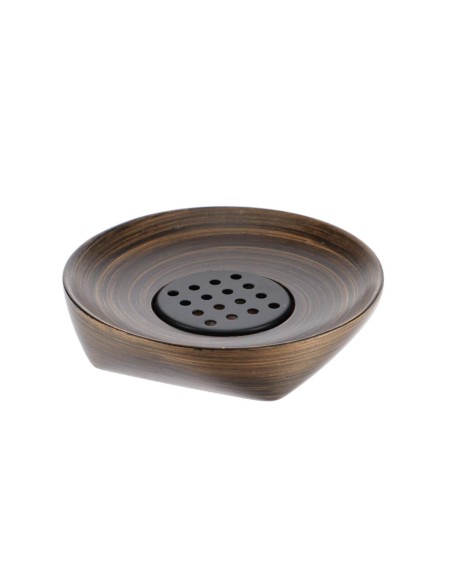 64112193 - porte savon polyresine rond - wenge