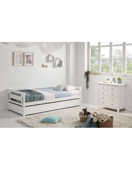 15054-lit gigogne osaka a/ tiroir blanc/blanc cire