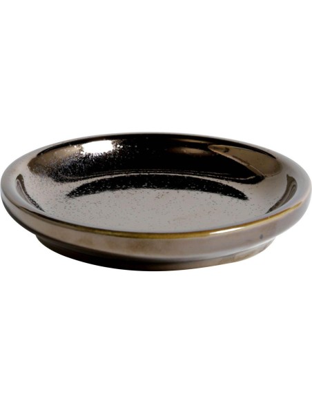 porte savon porcelaine rond - effet bronze
