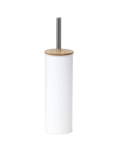 6607100 - brosse wc metal couvercle bambou - blanc