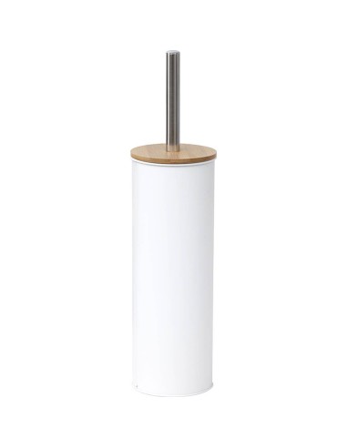 6607100 - brosse wc metal couvercle bambou - blanc