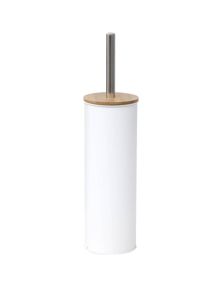6607100 - brosse wc metal couvercle bambou - blanc