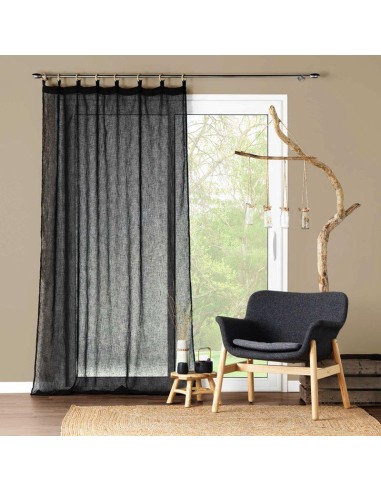 panneau a oeillets bois 140 x 240 cm voile tisse minalisa noir