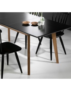 12353-table ext rect ceilan chene j/ noir - 150/190x90x75cm