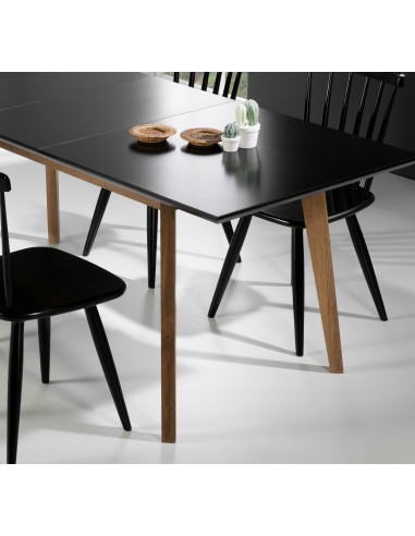 12353-table ext rect ceilan chene j/ noir - 150/190x90x75cm