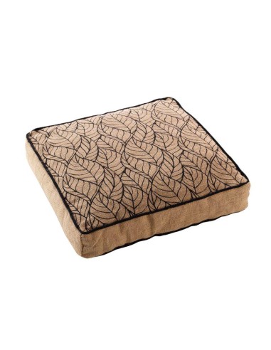 coussin de sol 40 x 40 x 8 cm jute imprime kalinda noir