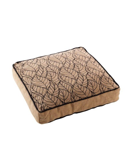 coussin de sol 40 x 40 x 8 cm jute imprime kalinda noir