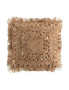 coussin dehous. compr. franges 45 x 45 cm jute uni+coton uni delijute