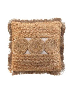 coussin dehous. compr. franges 45 x 45 cm jute uni+coton uni dimelo