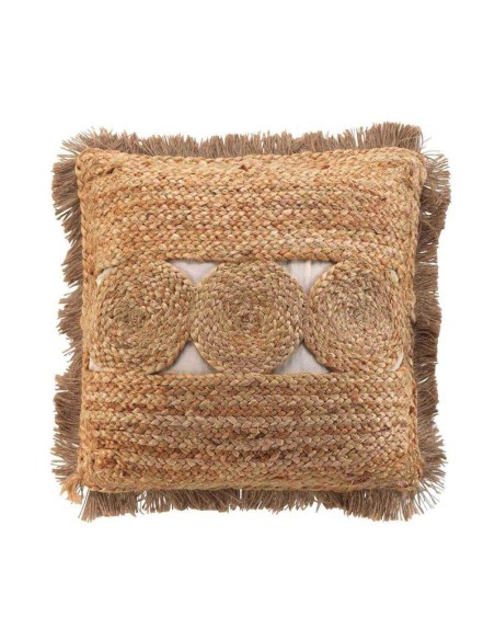 coussin dehous. compr. franges 45 x 45 cm jute uni+coton uni dimelo