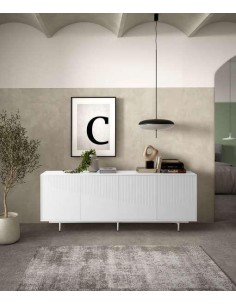 15224-buffet bas. padme 4p blanc 3t interieurs