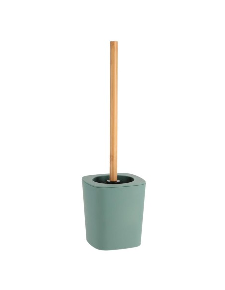 66110144 - brosse wc rubber + abs et tige bambou - vert sauge
