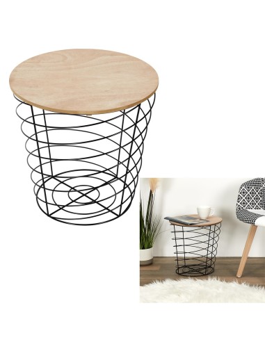 hd7199-table filaire bois et metal cyclone noir m6