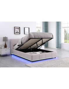sl9541 - lit haora bleu 160x200 avec coffre é verin