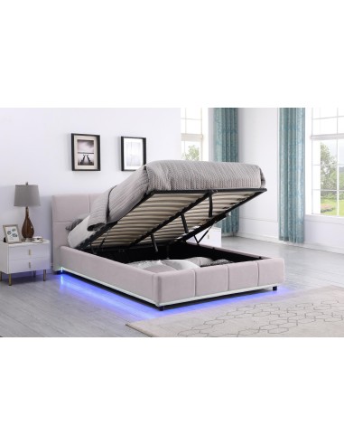 sl9541 - lit haora bleu 160x200 avec coffre é verin
