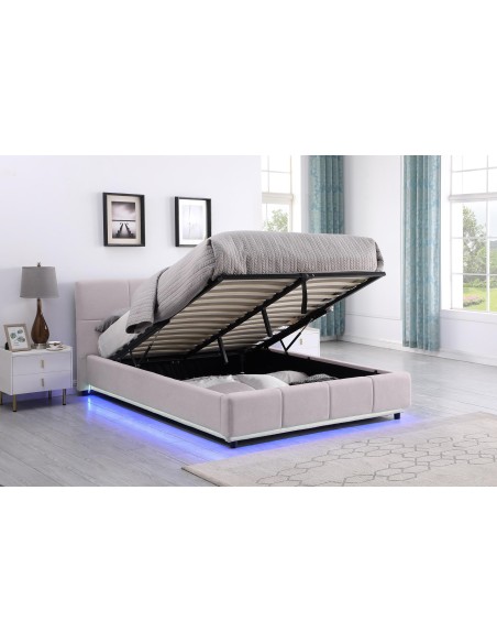 sl9541 - lit haora bleu 160x200 avec coffre é verin