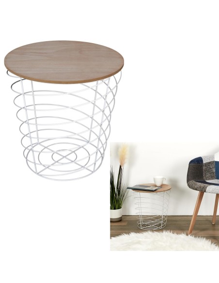 table filaire bois et metal cyclone blanc m7