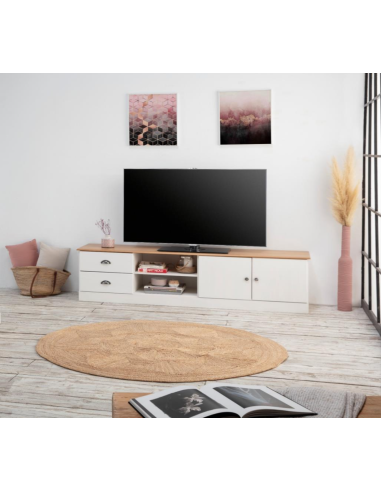 14428-meuble tv dublin 2p2t2n blanc/chéne