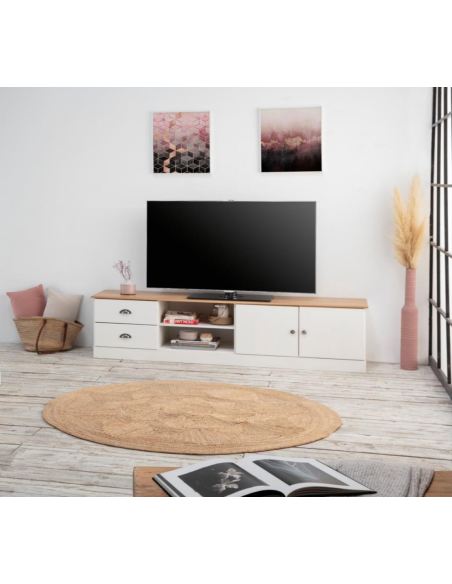 14428-meuble tv dublin 2p2t2n blanc/chéne