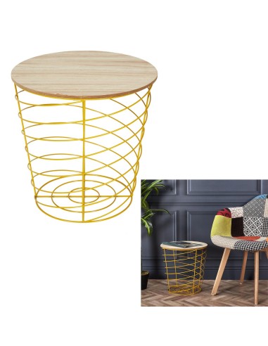 hd7203 - table filaire bois et metal cyclone jaune m6