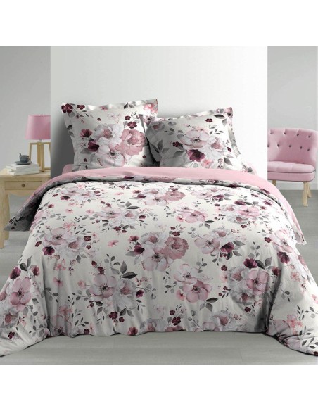 1643850 - parure 3 p. 260 x 240 cm percale imp. 78 fils allover velvet flower bl