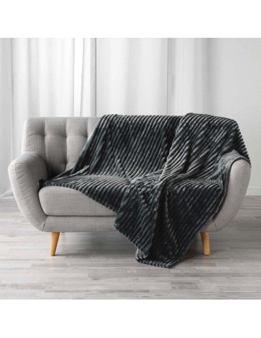 plaid 125 x 150 cm flanelle jacquard uni kalie anthracite