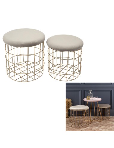 pouf gigogne velours taupe pm