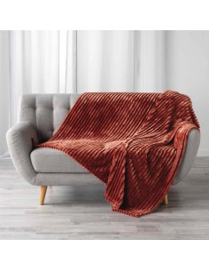 plaid 125 x 150 cm flanelle jacquard uni kalie rose