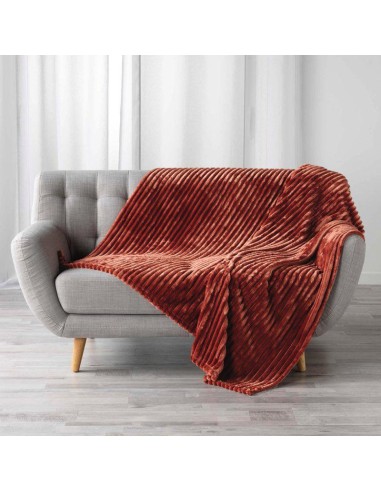 plaid 125 x 150 cm flanelle jacquard uni kalie rose