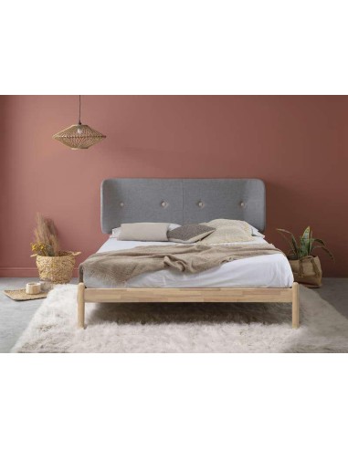 13849-lit 160 ellie grise/bouton rose