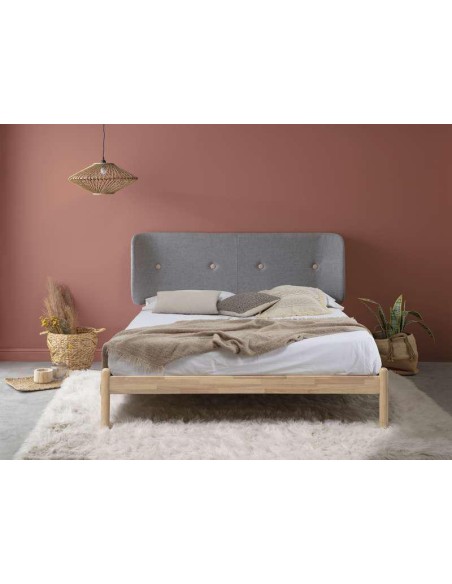 13849-lit 160 ellie grise/bouton rose