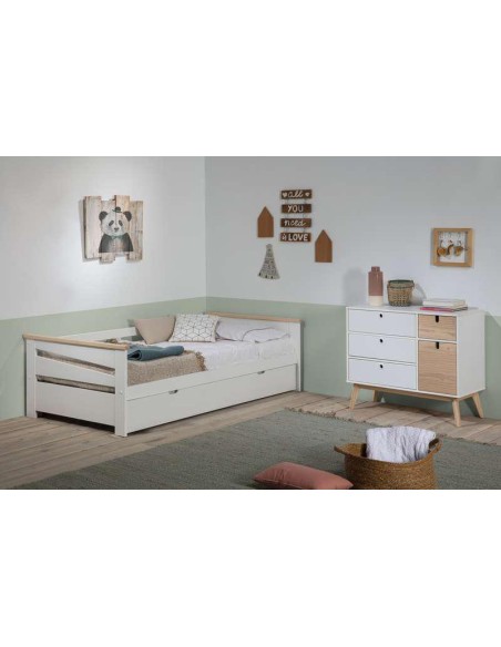 14092-lit gigogne libia 90x190 blanc/nat.a/sommier