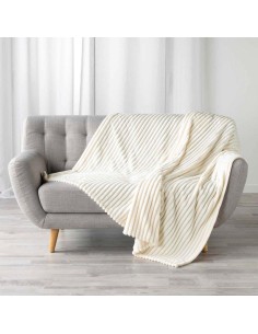 plaid 180 x 220 cm flanelle jacquard uni kalie naturel