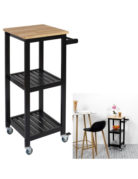 desserte a roulettes 37x45x84.5cm noir m1