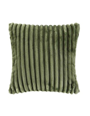 housse de coussin +encart 40 x 40 cm flanelle jacquard uni kalie kaki