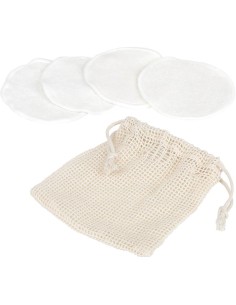 75554104 - set de 4 disques demaquillants bambou sachet coton - naturel