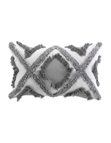 coussin dehoussable compresse 30 x 50 cm coton uni fantaisie marissa gris
