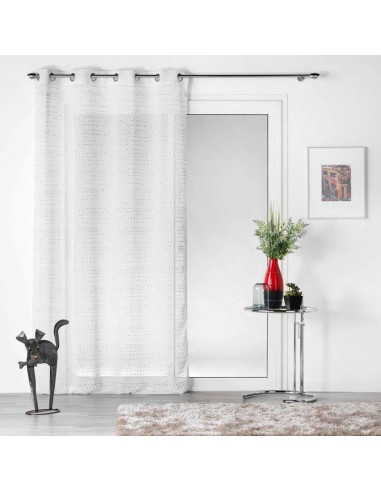 panneau a oeillets 140 x 240 cm voile tisse fils metallises amazia