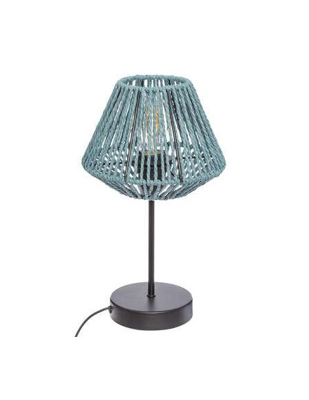 168236b-lampe droit metal "jily" bleu h.34