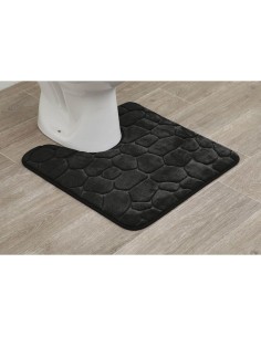 tapis contour wc memoire de forme microfibre galet 50x50 cm - noir