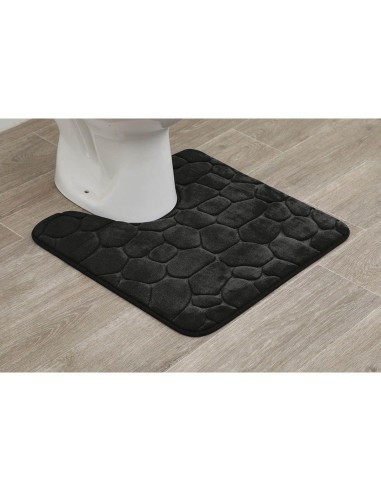 tapis contour wc memoire de forme microfibre galet 50x50 cm - noir