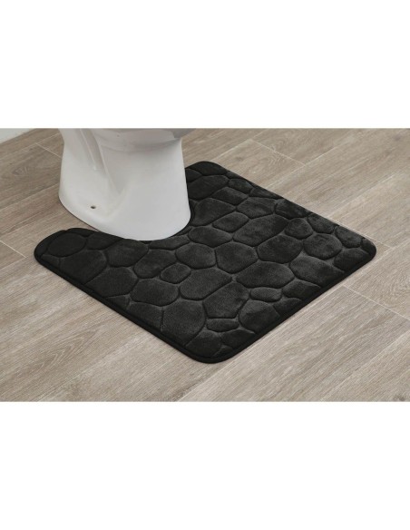 tapis contour wc memoire de forme microfibre galet 50x50 cm - noir