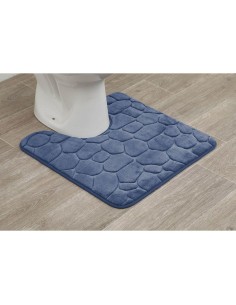 tapis contour wc memoire de forme microfibre galet 50x50 cm - bleu marine